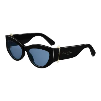DIOR Acetate Resin Pearl Irregular Shape Sunglasses Women's Black