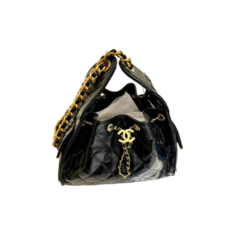 CHANEL 25Bag Leather Shoulder Bag Women's Black-2