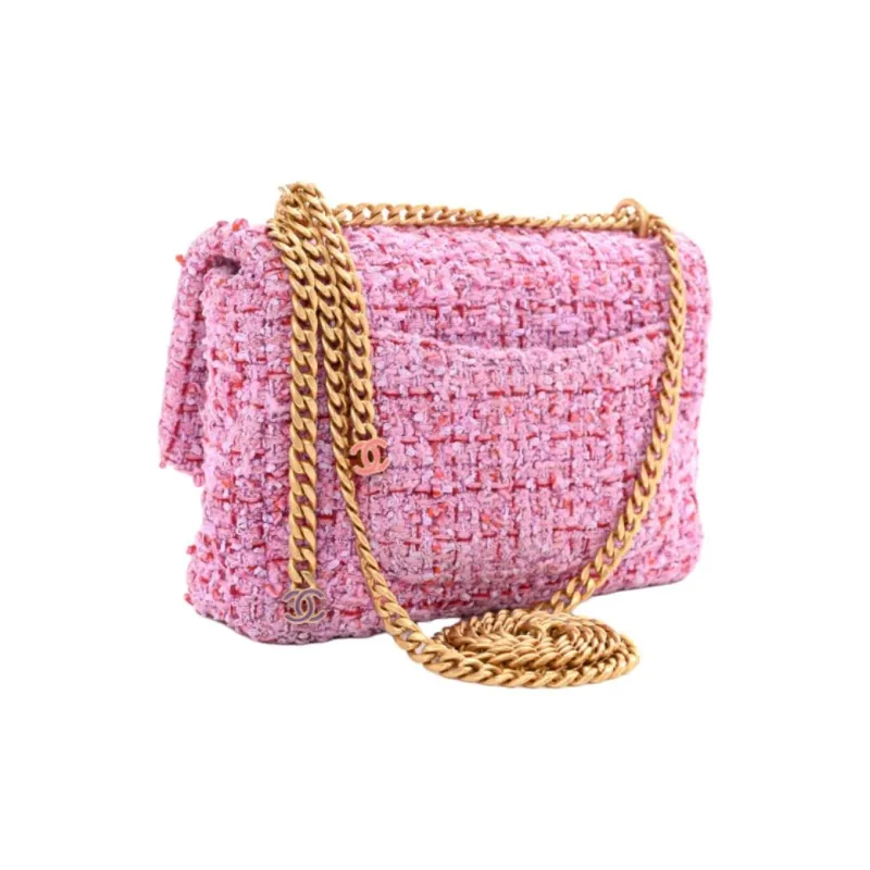 CHANEL 22SS Woolen Crossbody Bag Women's Pink-3