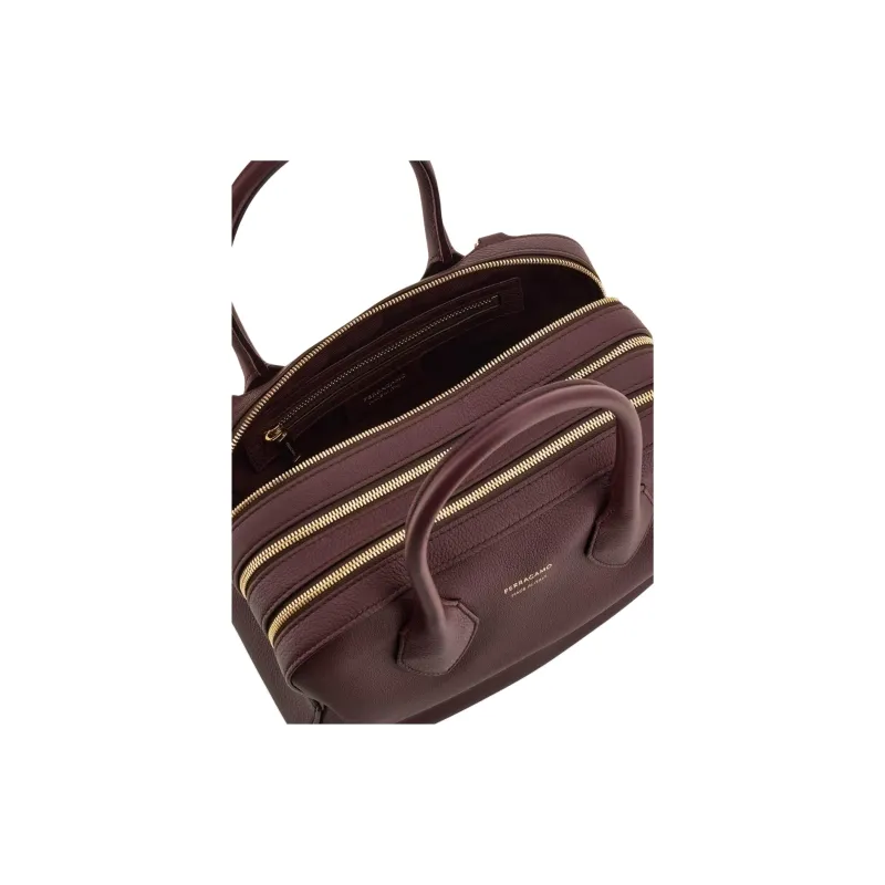 FERRAGAMO Calfskin One Shoulder Handbag Medium Size Women's Ox Blood Red-5