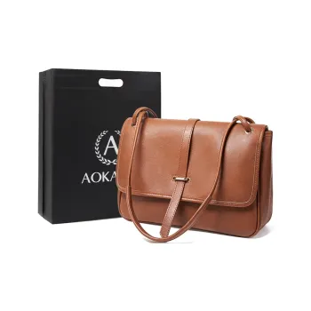 AOKANG Cow Leather Messenger Bag, Shoulder Bag, Shoulder Bag, Crossbody Bag, Hobo Bag Women's Caramel Brown/Coffee