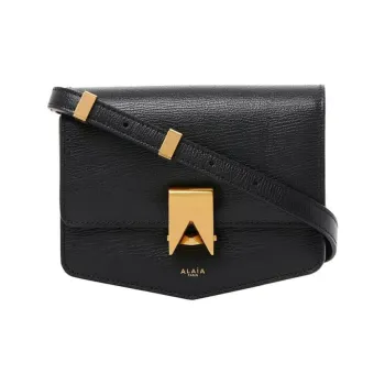 Alaia Lambskin Crossbody Bag Shoulder Bag Small Size Women's Black