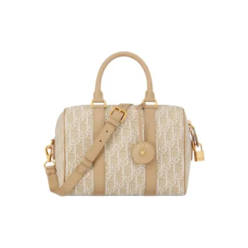 DIOR Groove Cotton Shoulder Bag Crossbody Bag Handbag Women's Natural