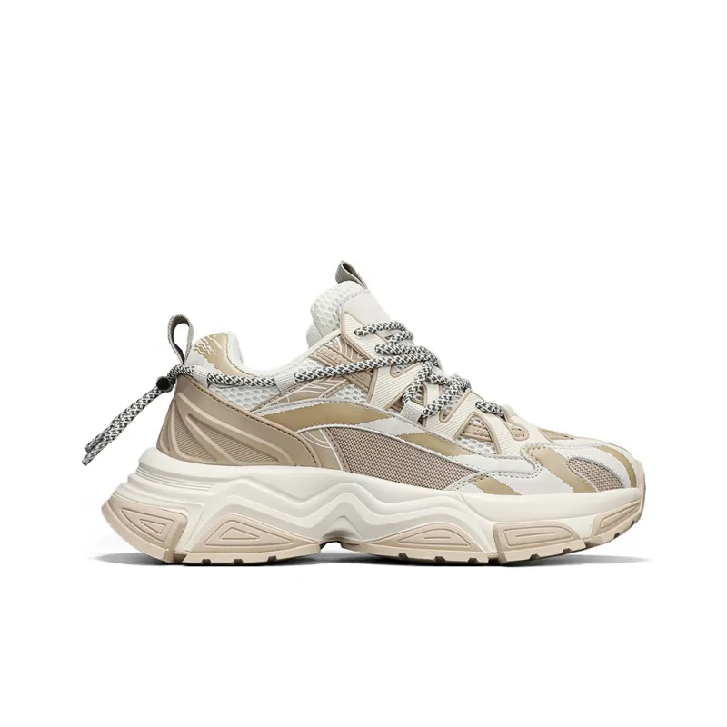 NFL Cushioning Anti-Slip Wear-Resistant Breathable Lightweight Height Increasing Low-Top Chunky Sneakers Men's Beige-1