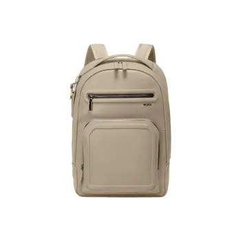 TUMI Leather Backpack Men's Stone Gray Stone