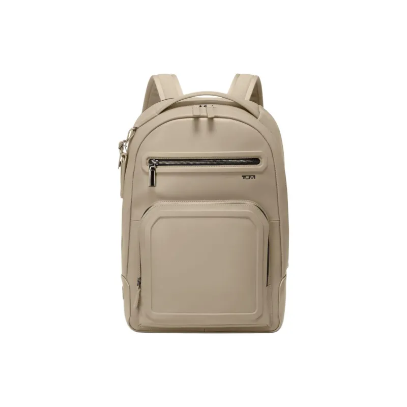 TUMI Leather Backpack Men's Stone Gray Stone-0