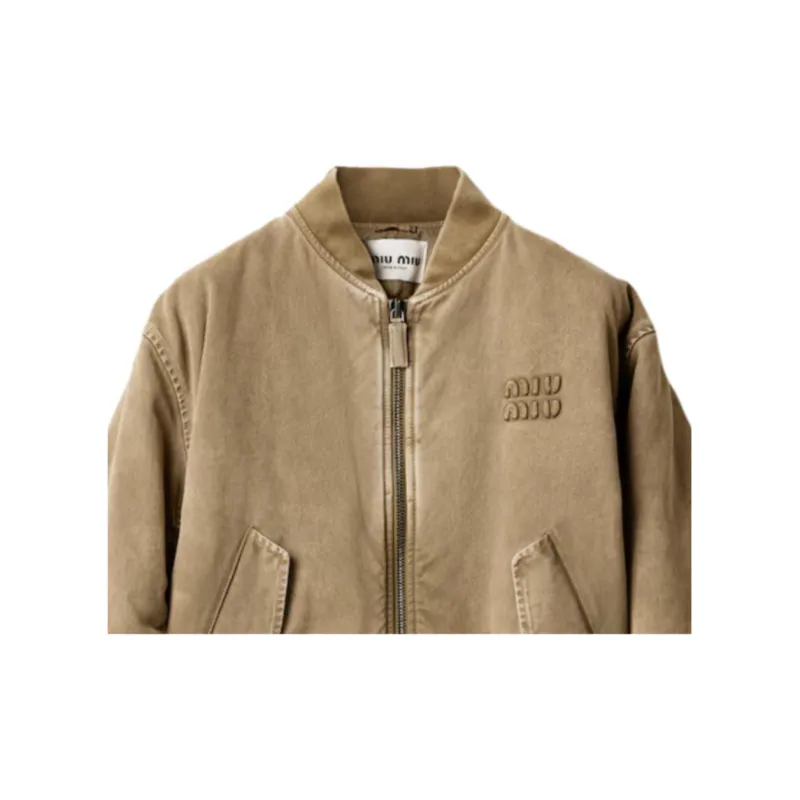 MIU MIU Gabardine Bomber Jacket 'Tundra'-3