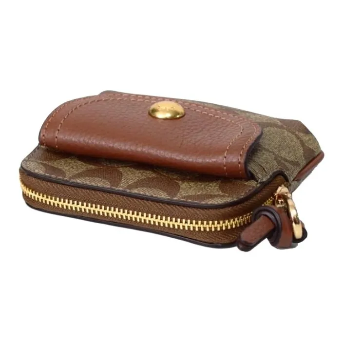 COACH Pennie Canvas Leather Coin Purse Mini Unisex Khaki-2