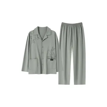 Good Fortune Pajama Set Men's Gray Green