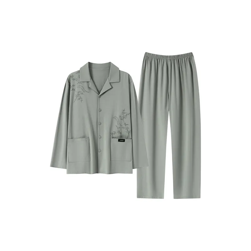 Good Fortune Pajama Set Men's Gray Green-0