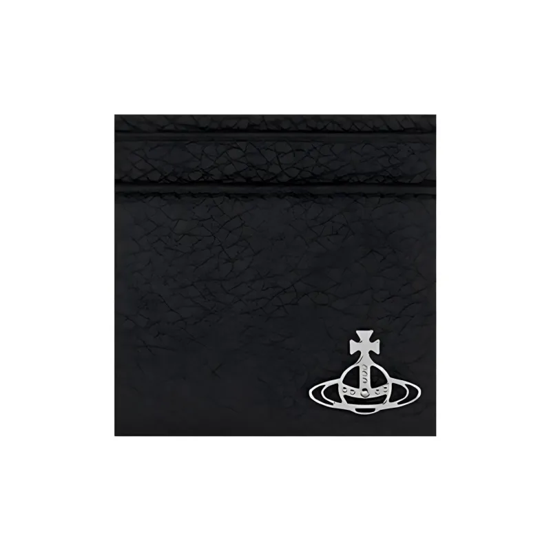 Vivienne Westwood Grain Cow Leather Wallets Card Holders Men's Black-4