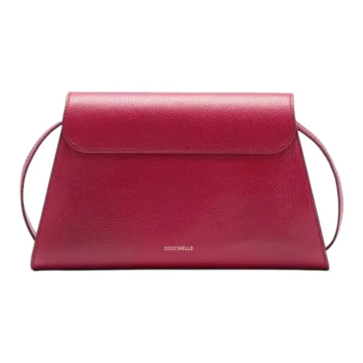 COCCINELLE Grained Leather Shoulder Bag Medium Size Women's Burgundy-2