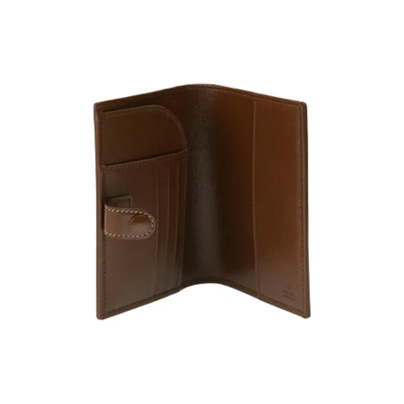GUCCI GG Retro Series Canvas With Leather Binding Card Holder Wallet Passport Holder Men's Brown-10