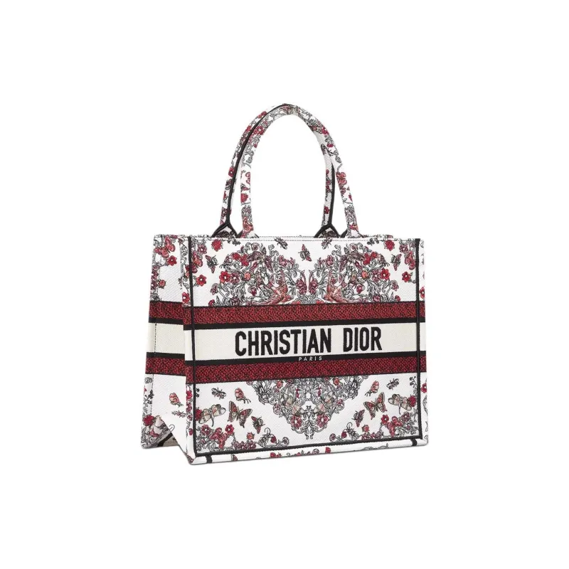 DIOR Fabric Tote Bag, Shopping Bag, Handbag Medium Size Women's Milk White-1