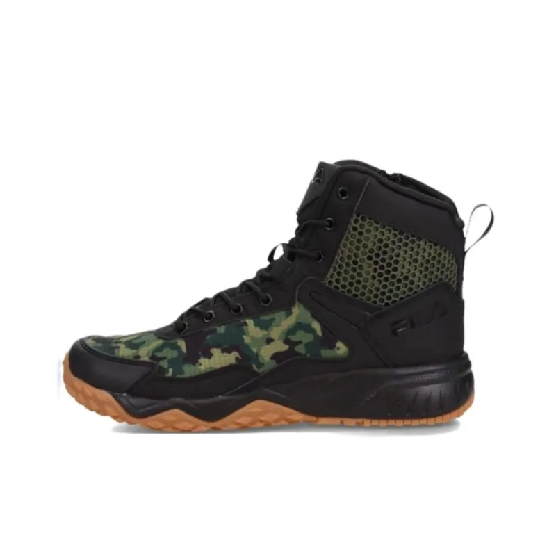 FILA Chastizer Abrasion Resistant Slip Resistant Short Outdoor Boots Men's Black Green-0