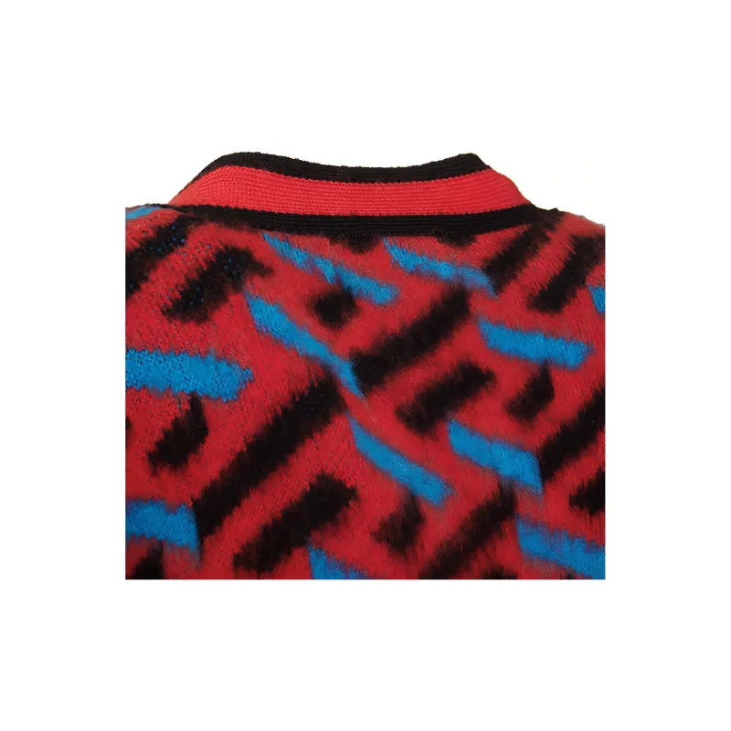 VERSACE Monogram Jacquard Knit Sweater 'Orange Peel/Regal Blue'-5