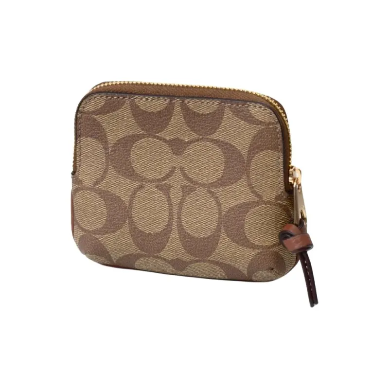 COACH Pennie Canvas Leather Coin Purse Mini Unisex Khaki-1