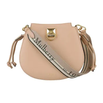Mulberry Cow Leather Shoulder Bag Women's Light Brown