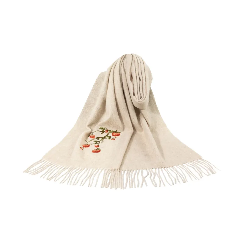 Shanghai Story Sheep Wool Knit Scarves Women's Sandalwood 5 Colors To Choose From-17