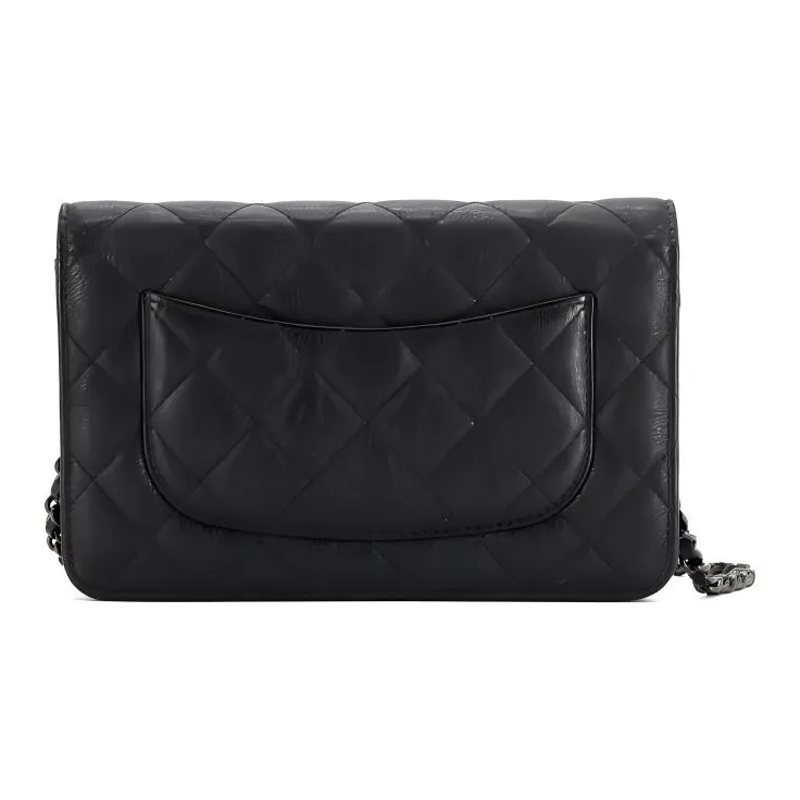 CHANEL WOC Cow Leather Shoulder Bag, Crossbody Bag, Wallet Women's Black-3