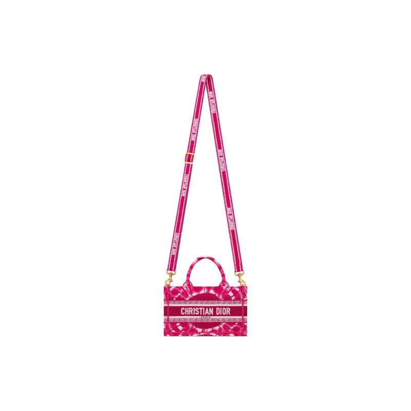 DIOR Miss Dior Cotton Tote Bag Shopping Bag Shoulder Bag Crossbody Bag Handbag Mini Women's Fuchsia-1