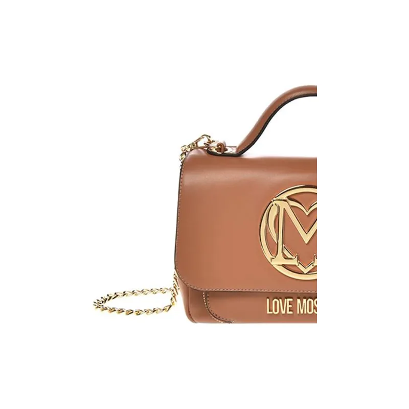 LOVE MOSCHINO Polyurethane Chain Bag Shoulder Bag Crossbody Bag Handbag Small Size Women's Brown-3