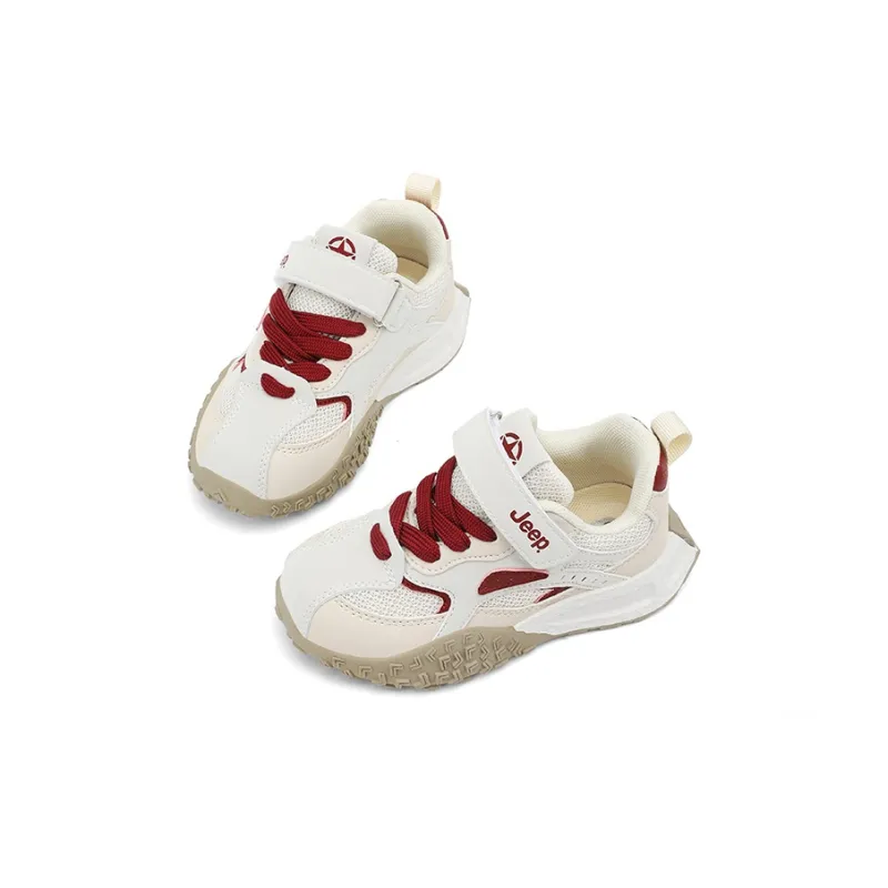 Jeep Anti Slip Wear Resistant Kids Lifestyle Shoes Light Beige White/Red Kids'-3