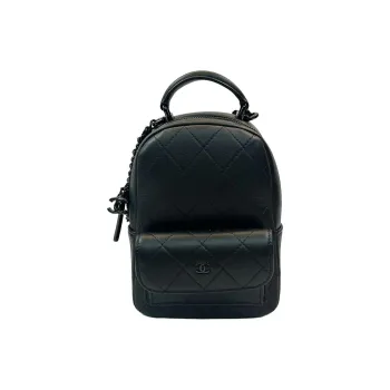 CHANEL Calfskin Backpack Mini Unisex Black