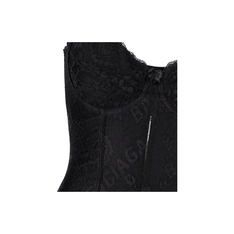 Balenciaga Allover Logo Lace Detailed Lingerie Top-6