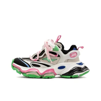 M88M Anti Slip And Wear Resistant Height Increasing Low Top Chunky Sneakers Women's White Black Green