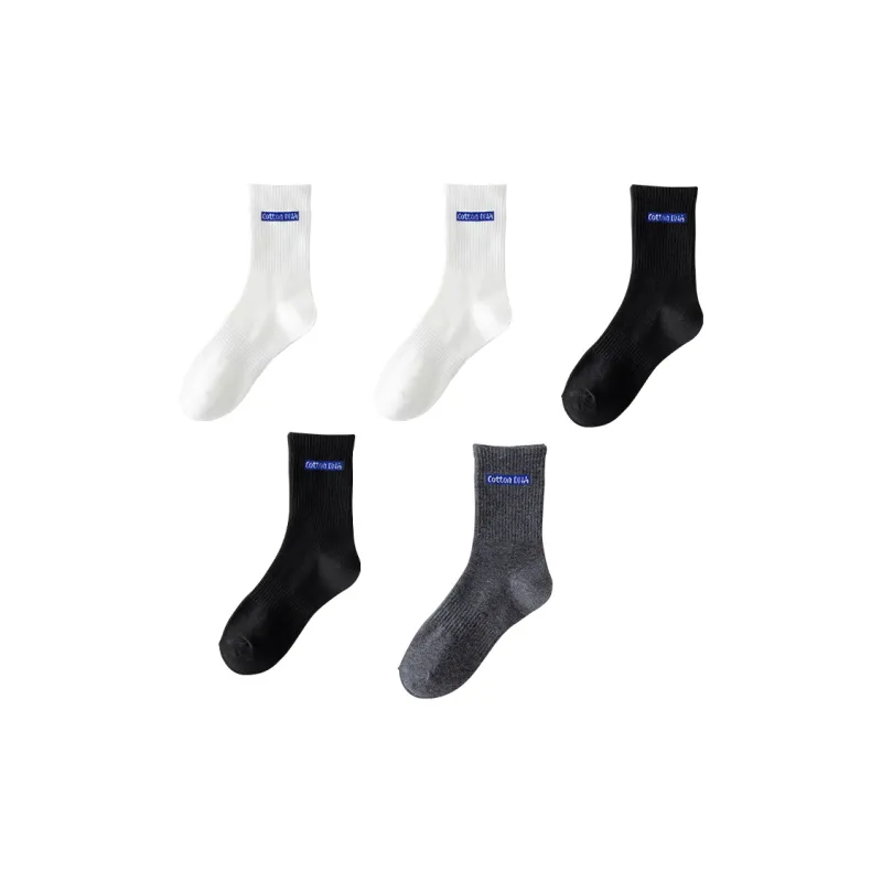 Cotton Gene Mid Calf Socks Unisex 5 Pack-15