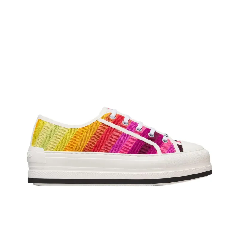 DIOR Miss Dior Low-Top Canvas Shoes Women's Pink Yellow-1