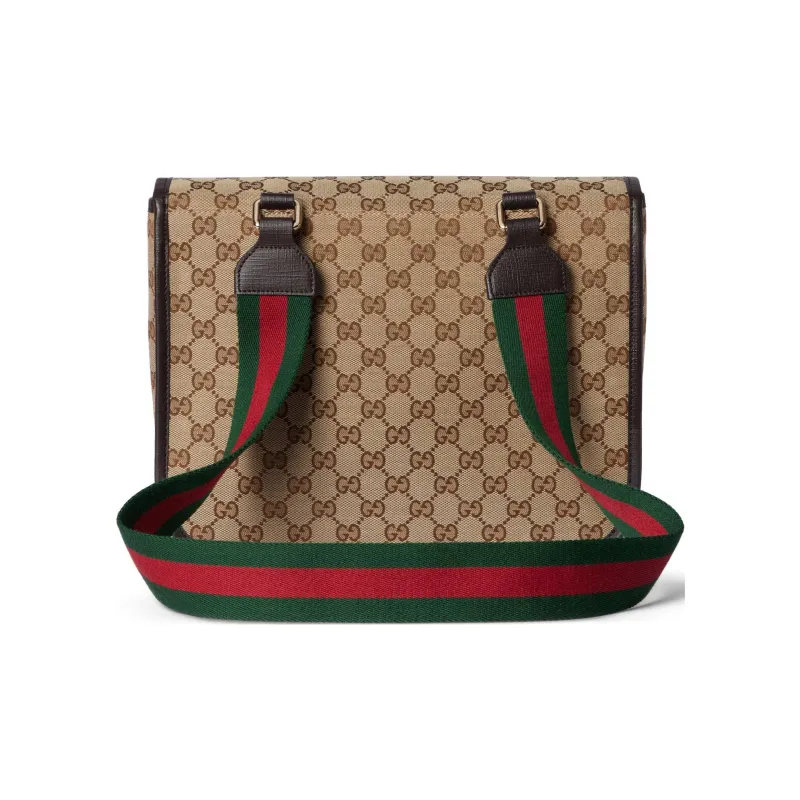 GUCCI Canvas Messenger Bag Crossbody Bag Shoulder Bag Kids' Beige & Dark Brown-3