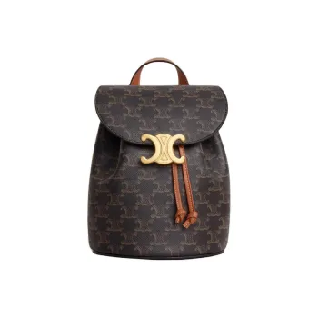 CELINE Smooth Cow Leather Backpack Women's Umber