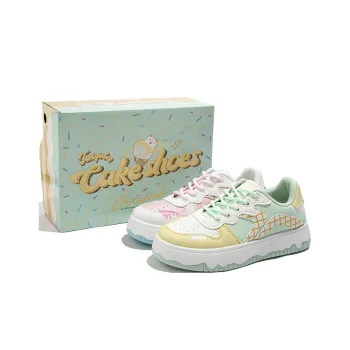 TUOPIN Pie Shoes Skateboard Shoes Women's Low Top White/Green/Pink/Blue