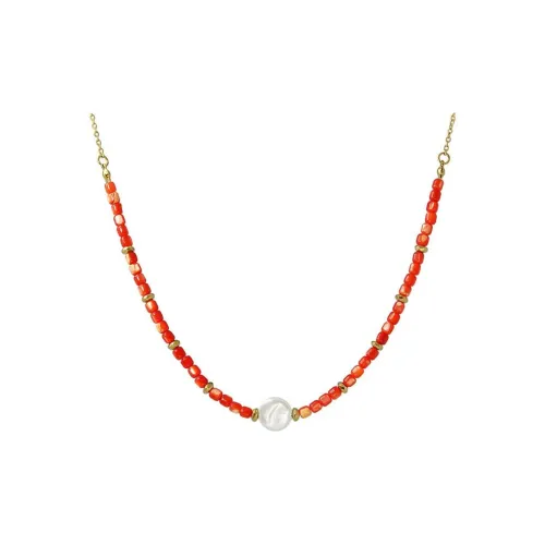 ANARTXY Surgical Steel Glass Beads Pearl Necklaces Women's Multicolor
