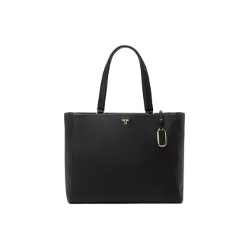 TUMI Voyageur Leather Tote Bag Shopping Bag Crossbody Bag Shoulder Bag Large Size Women's Black & Gold