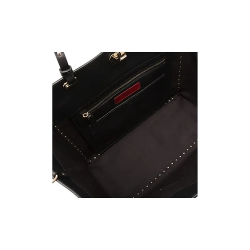 Valentino Calfskin Tote Handbag Shoulder Bag Women's Black-4