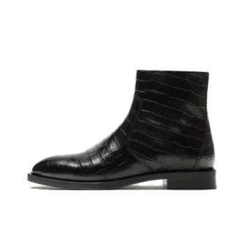 ZARA EMBOSSED Ankle Boots Men's Black