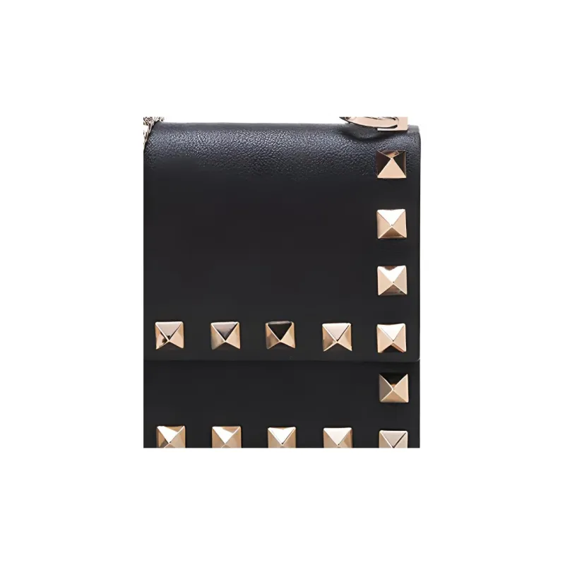 Valentino Leather Chain Bag, Shoulder Bag Women's Black-5