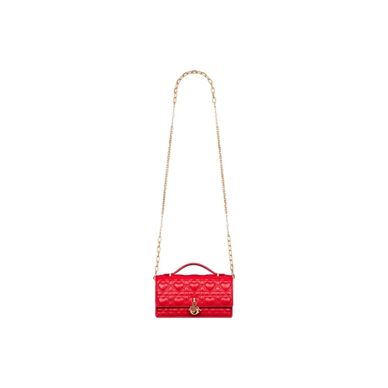 DIOR My Dior Sheepskin Shoulder Bag, Crossbody Bag, Handbag Mini Women's Red-1
