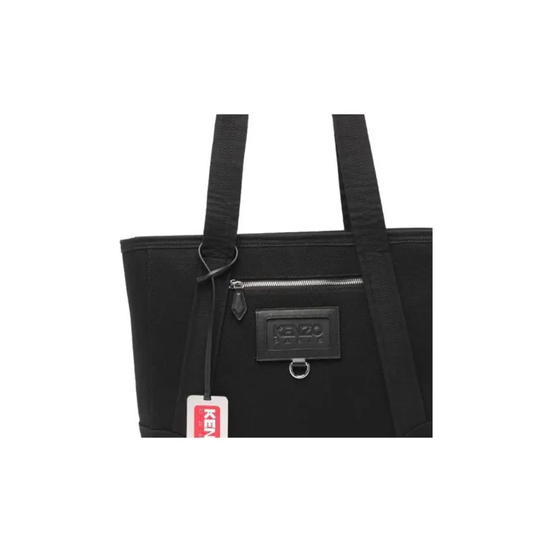 KENZO Cotton Tote Bag, Shopping Bag, Shoulder Bag, Crossbody Bag, Handbag Large Size Women's Black-4