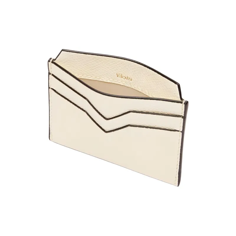 Valextra Pocket Grain Cow Leather Card Holder Unisex White-1