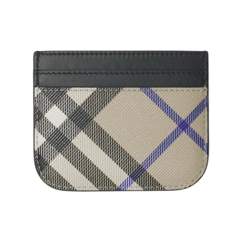 Burberry PU Polyurethane Card Holder Women's Gray-1