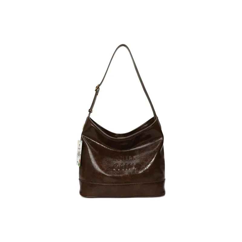 Meow In The Grass PU Shoulder Bag Regular Women's Coffee/Ecru/Brown/Black-0