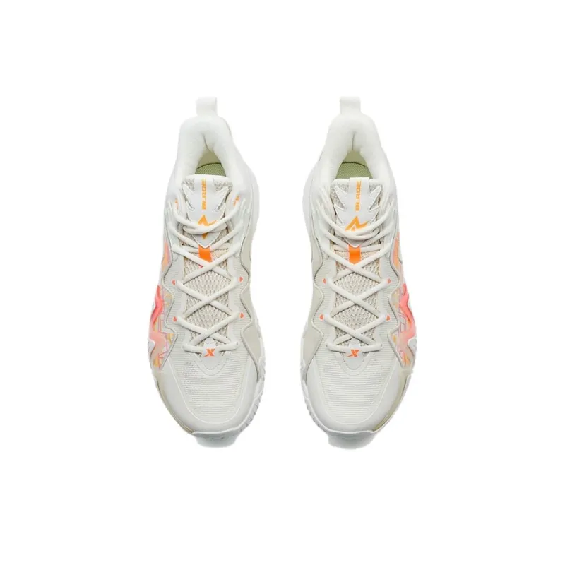 XTEP Ling Blade 1.5 Wear Resistant Wide Coverage Lightweight Mid Top Basketball Shoes Men's White Orange-3