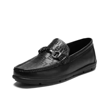 HLA Slip on Business Minimalist Style Comfortable Rubber Sole Cow Leather Casual Shoes