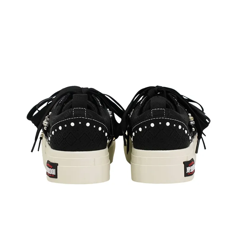 'TANGTAN1900' x KAALIXTO Anti Slip And Wear Resistant Lightweight Low Top Canvas Shoes Unisex Black-4