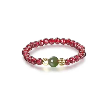 Oriental Jade Garnet Rings Women's