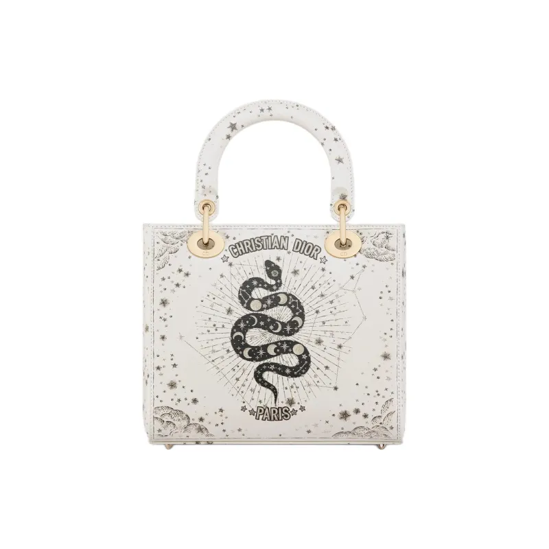 DIOR Lady Dior Cow Leather Lady Dior Bag, Shoulder Bag, Crossbody Bag, Handbag Medium Size Women's Milk White-2